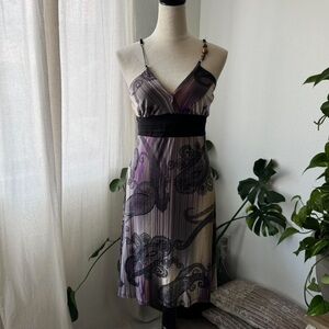 Y2k Purple paisley print midi dress with beaded straps #fairycore #y2kfashion